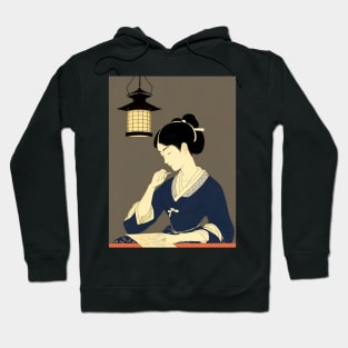 Ukiyo-e Japanese Art - Woman by a Lantern Hoodie